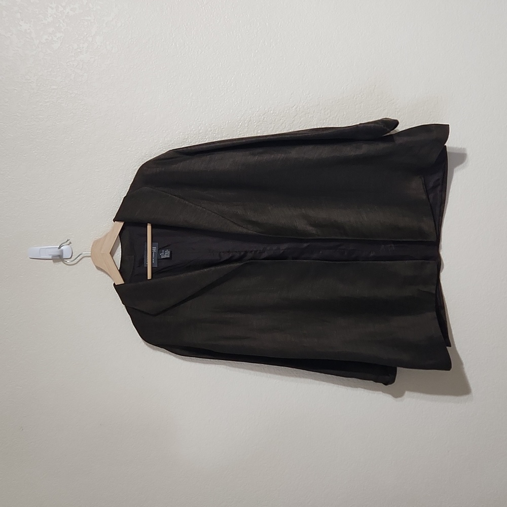Lafayette 148 Vintage Open Brown Metallic Oversized Blazer Linen Blend Size 6